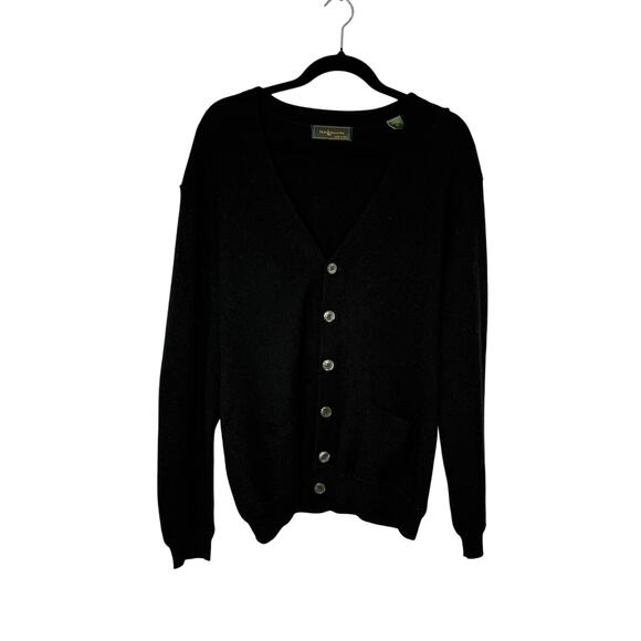 Peru Unlimited Black Baby Alpaca Wool Cardigan Sweater Men M Button Front - Picture 1 of 8